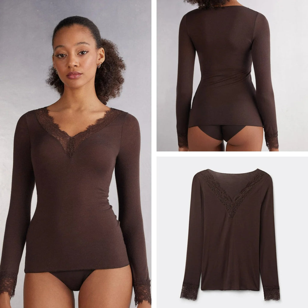 Íntima Lace Longsleeve Top